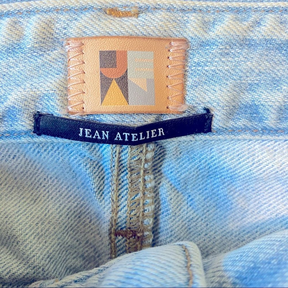 JEAN ATELIER Flip Denim Mini Skirt Raw Hem Blue Jean Size 25 - Picture 7 of 8